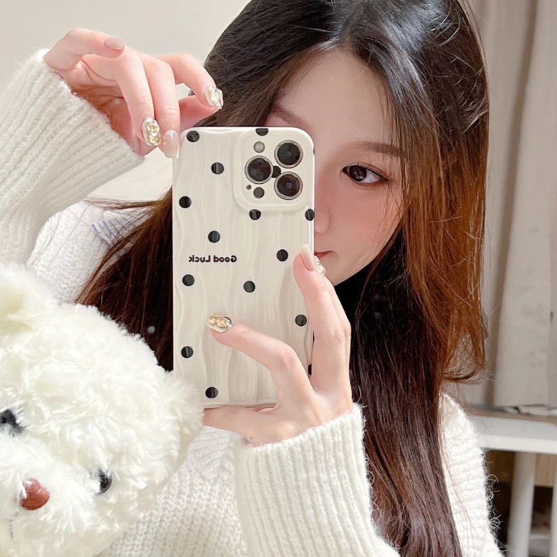 波点适用于苹果16Pro时尚iPhone15高级感14全包13防摔12女手机壳