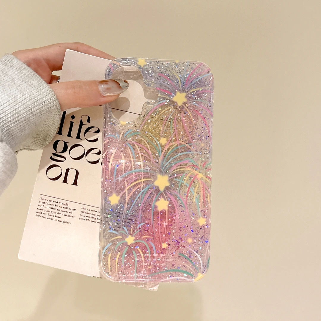 金箔彩色烟花适用于苹果16promax手机壳15防摔14全包13新款高级感