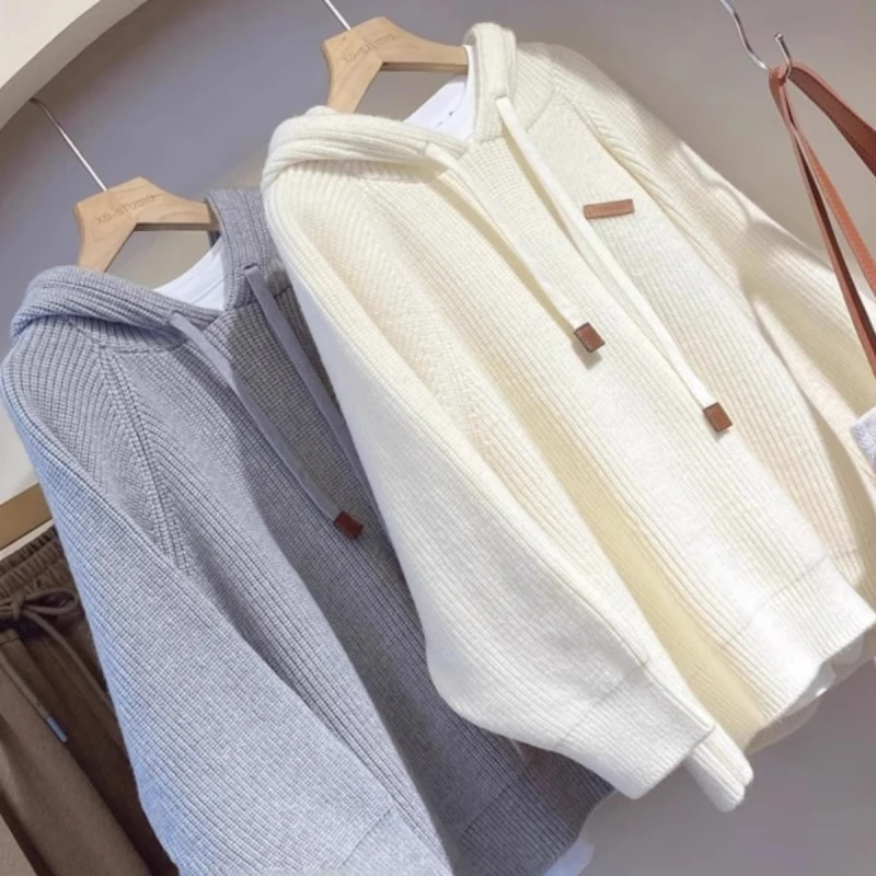 特大码300斤胖妹妹连帽毛衣女秋冬时尚女装洋气针织百搭上衣240斤