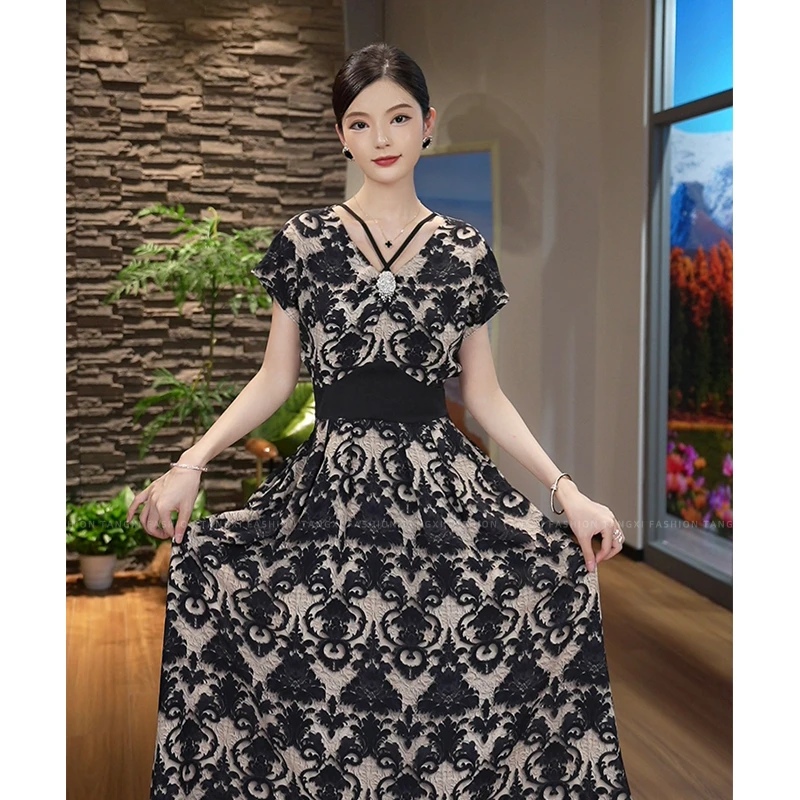 预售2026夏季新款【X24-X144】法式高级感气质收腰花色连衣裙子