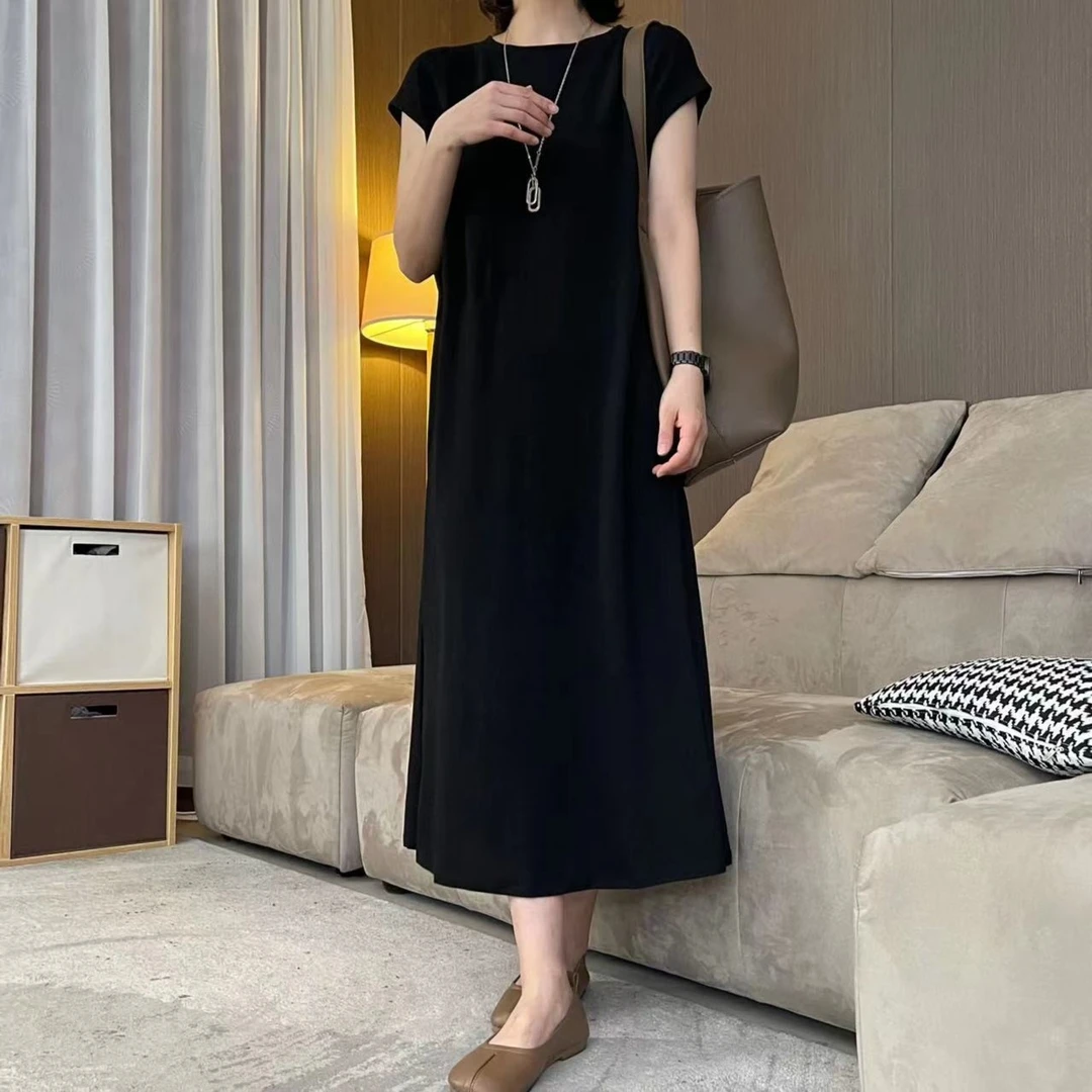 22181    圆领无袖连衣裙 夏季通勤纯色简约休闲时尚气质百搭显瘦