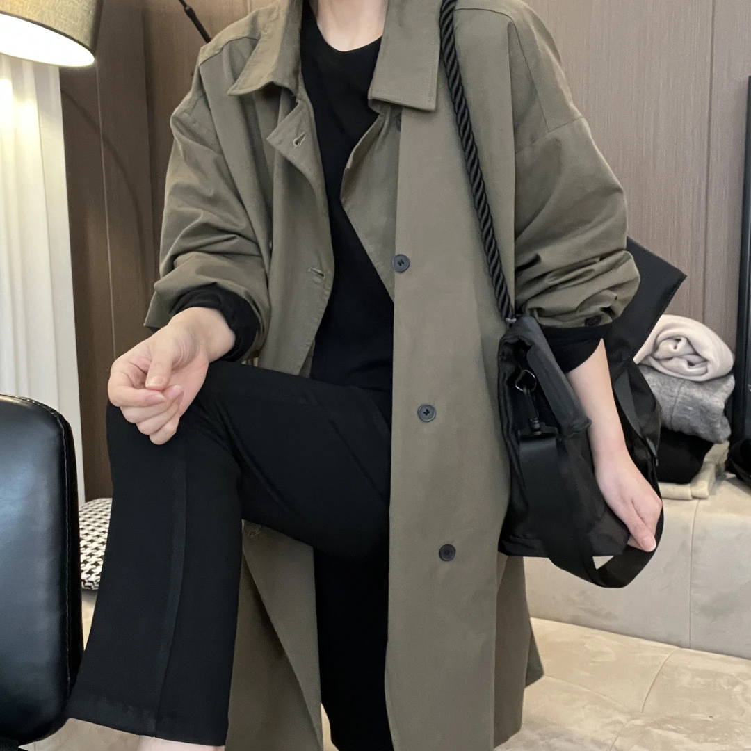 23036 韩系复古风衣外套 中长款系带双排扣街拍炸街气质高级春秋