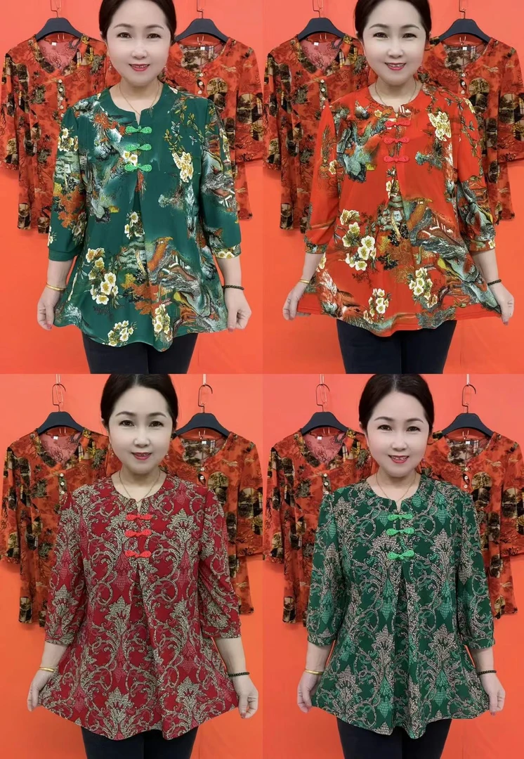 春季新款三盘扣中袖花衫