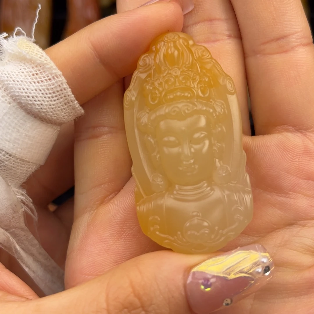 石英质玉黄蜡石挂件未镶嵌贵****程