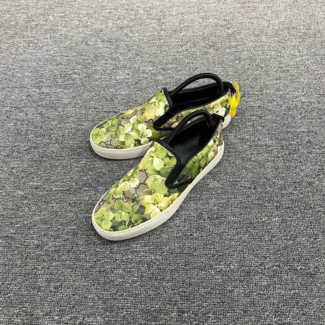 GUCCI 古驰 棕绿老花花卉一脚蹬板鞋 41码/9新/公价6800/无配件