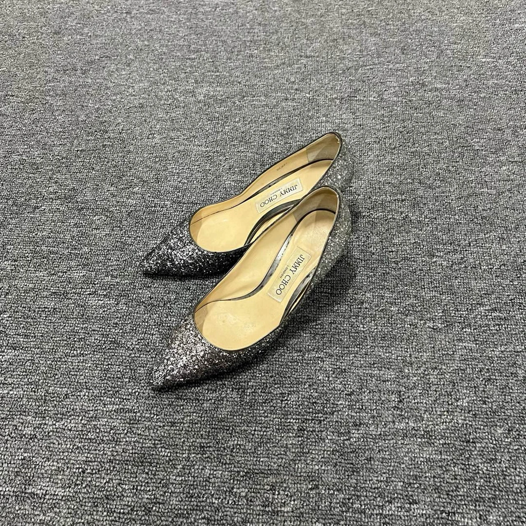 JIMMY CHOO 周仰杰 银色亮片高跟鞋 36码/9新/公价6000/无配件