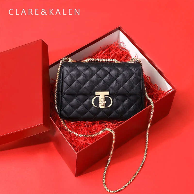 ClareKalen轻奢包包百搭气质女包韩版小香风菱格包圣诞礼物送女友