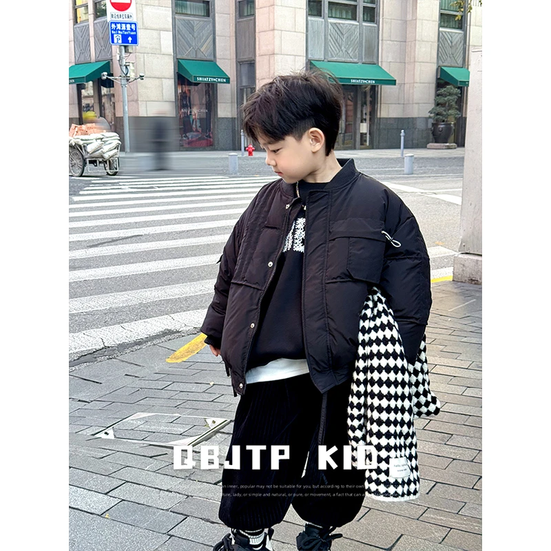 Q宝家童品12月新款 男童羽绒服保暖冬装上衣白鸭绒儿童羽绒外套潮