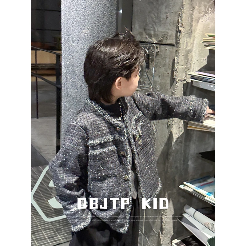 Q宝家童品10月新款 儿童轻奢小香风外套男童秋冬时尚休闲保暖上衣