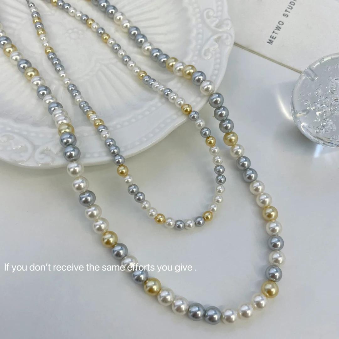 链子925银 施家糖果彩色珠珠项链女毛衣链高端大气轻奢ins风高级