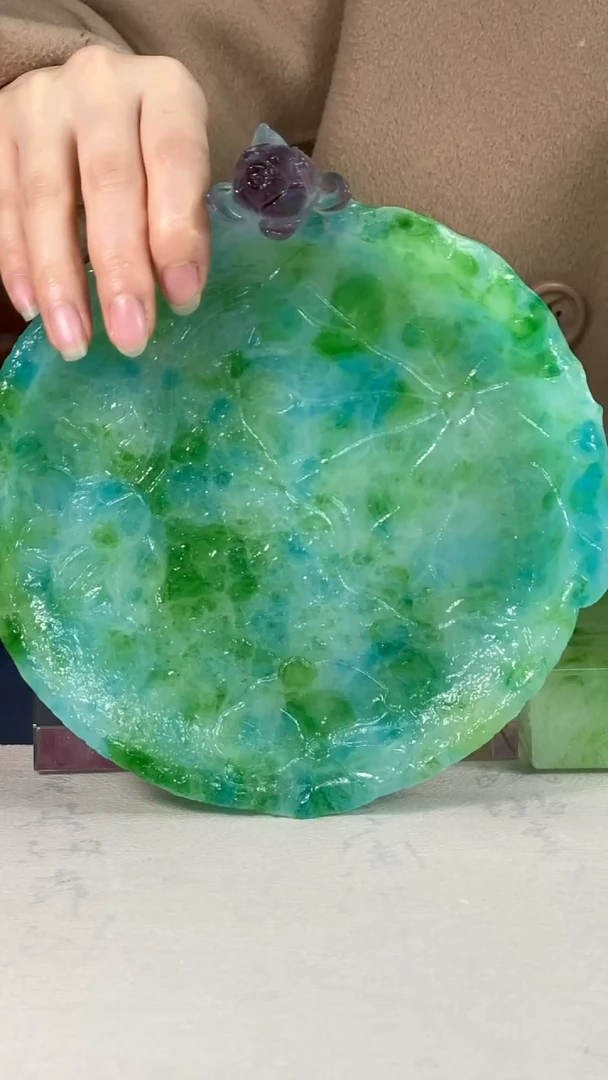 【闪购商品】琉璃荷叶荷花骨朵壶承-蓝绿色 福福价