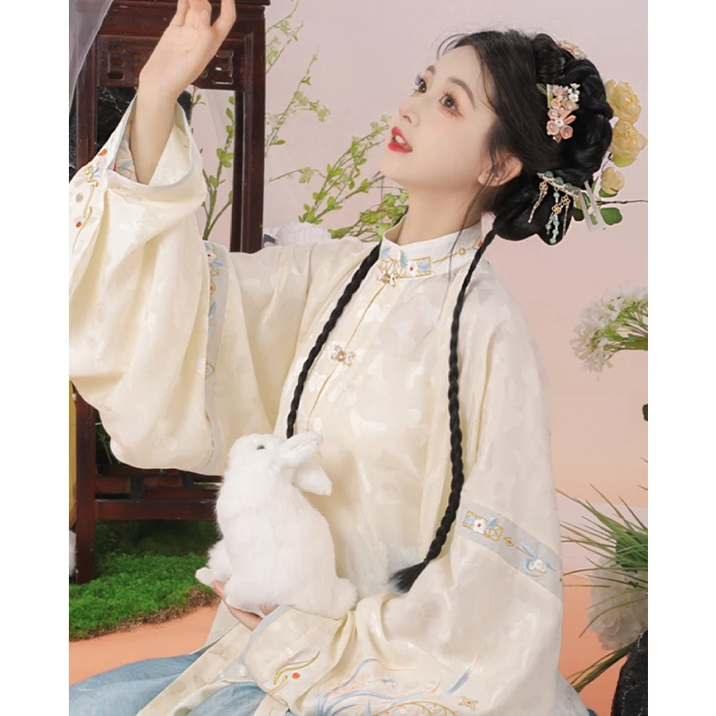 屿舟记【相思兔兔】明制刺绣比甲立领对襟上袄马面裙