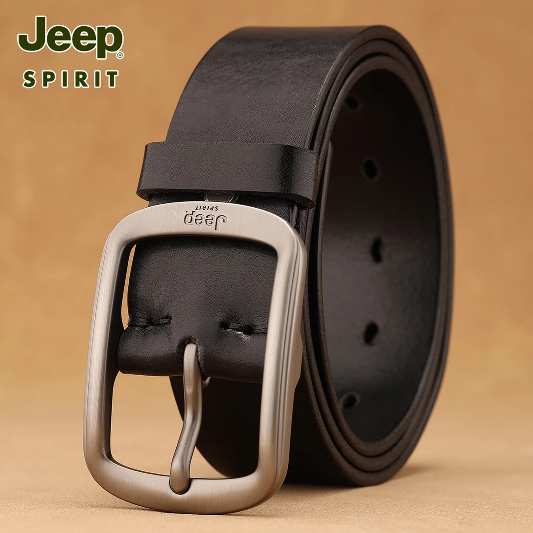 Jeep吉普男士皮带真皮男款2025新款中年休闲商务纯牛皮针扣裤腰带