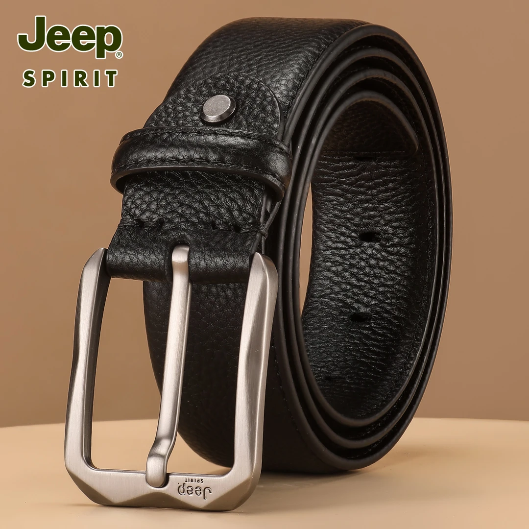 jeep吉普新款皮带真皮商务时尚简约韩版青年裤带头层牛皮针扣腰带