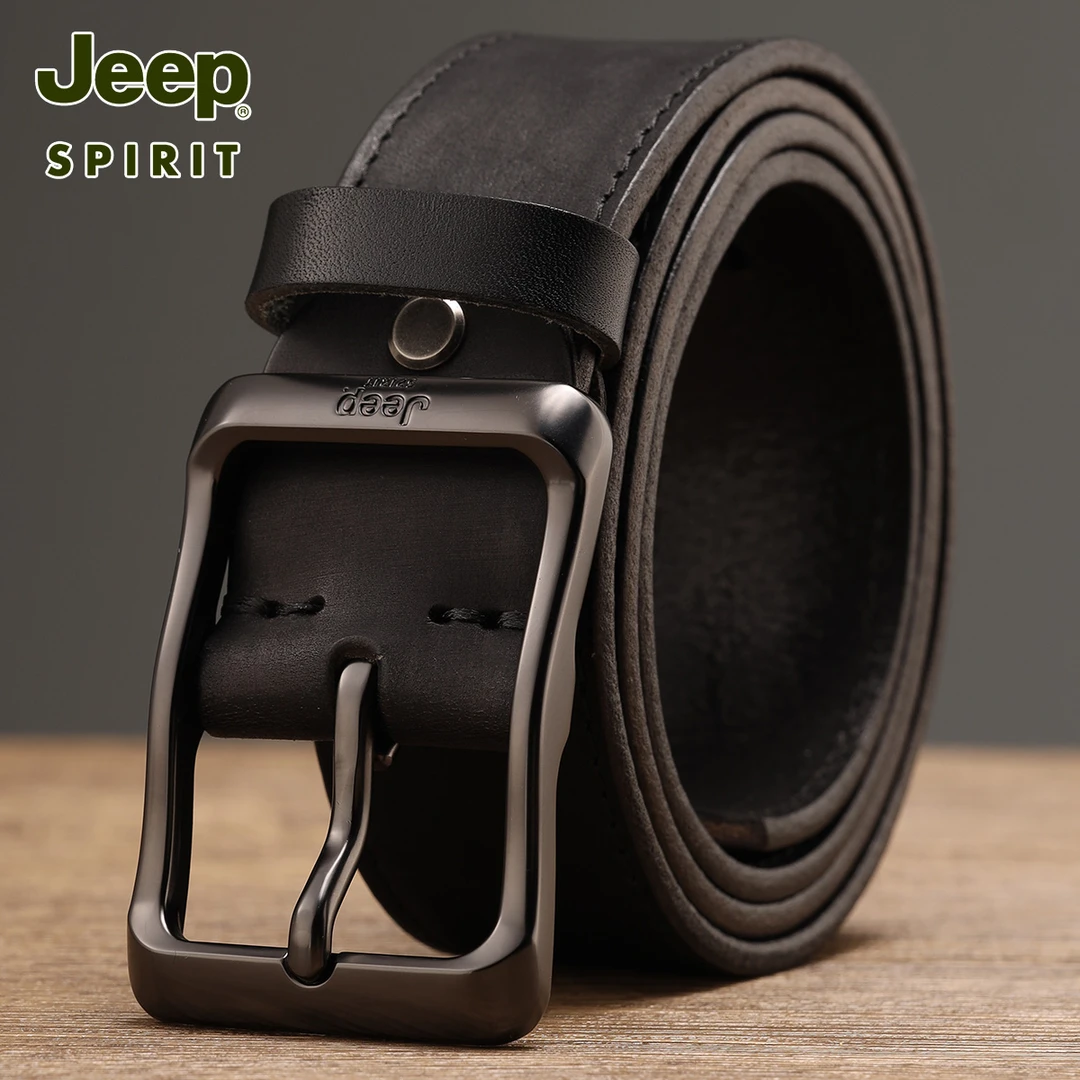 JEEP手工皮带男纯牛皮休闲个性裤腰带青年牛皮裤带男中年男士皮带