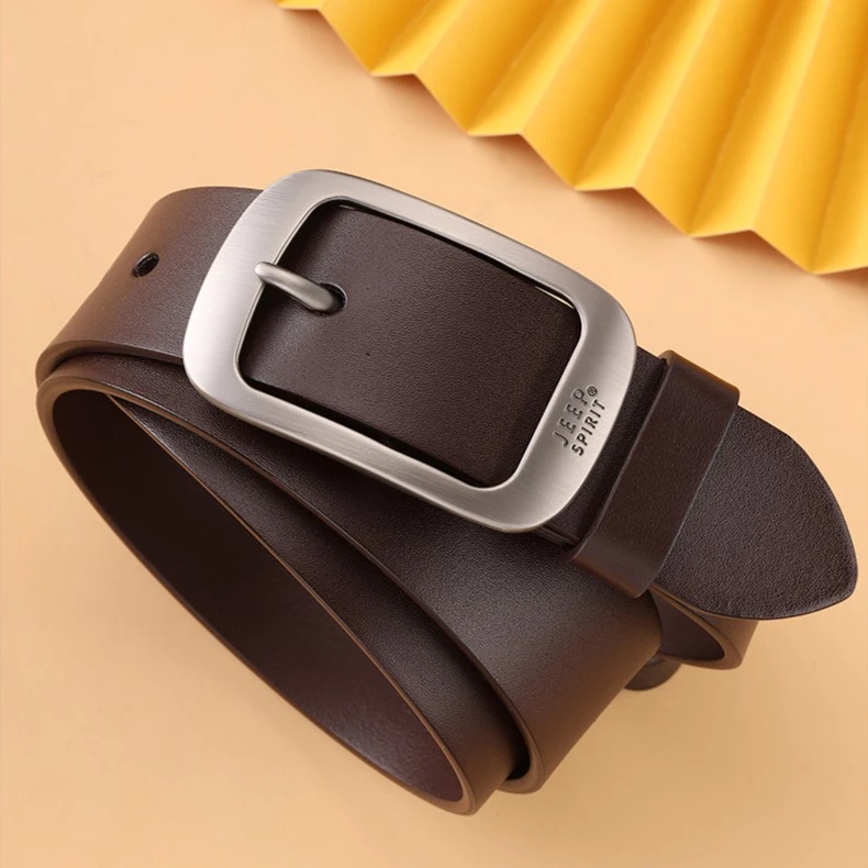 JEEP皮带男真牛皮针扣休闲男式正品裤带中青年简约百搭潮男士腰带
