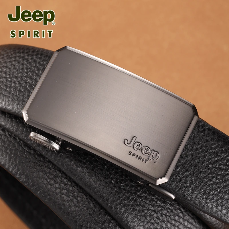 Jeep SPIRIT吉普头层牛皮商务简约百搭自动扣男士皮带腰带宽