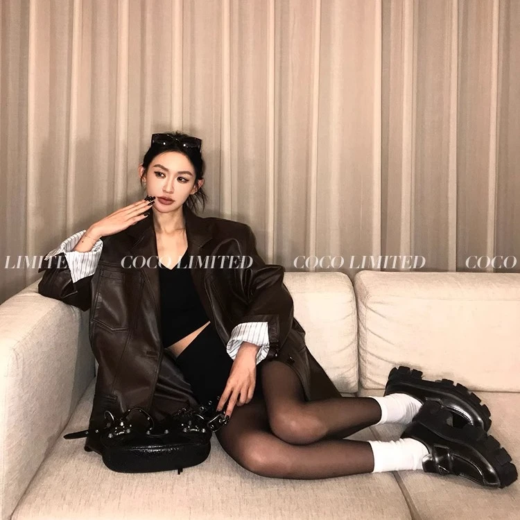 COCO LIMITED“炸场皮衣”进口植鞣绵羊皮真皮皮衣复古水洗外套女