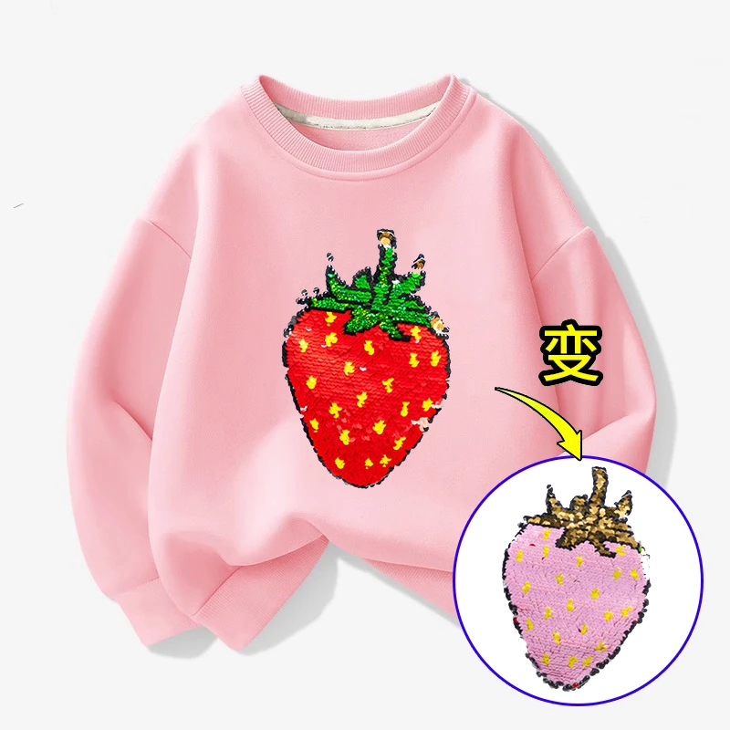 秋冬卡通新款男女童爱莎公主变色亮片童装儿童圆领卫衣长袖宝宝