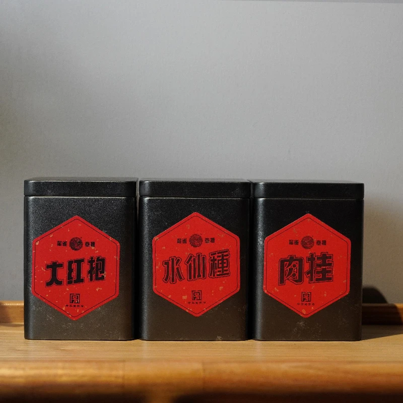 ONYARFNIDYS/龙雀三盒铁罐装密封大红袍非遗水仙种肉桂福建大红袍