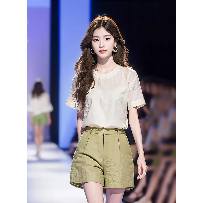 JY#【单/套装】短裤时尚套装夏季小清新通勤小个子穿搭显瘦DY9697