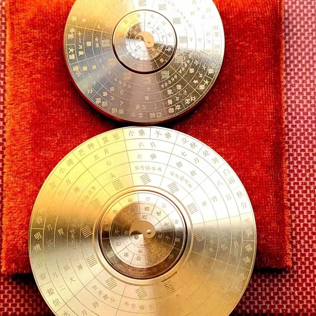 【德运阁】铜质指心转转手把件随身携带带指南针解乏解压装饰摆件