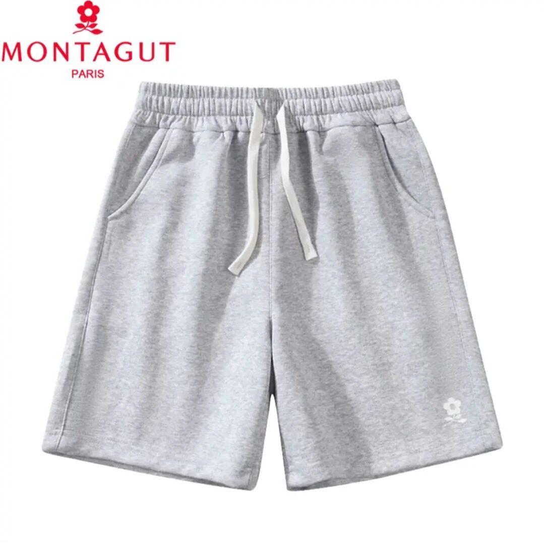 梦特娇新款家居服短裤男士潮流直筒短裤绣花宽松短裤简约清凉薄款