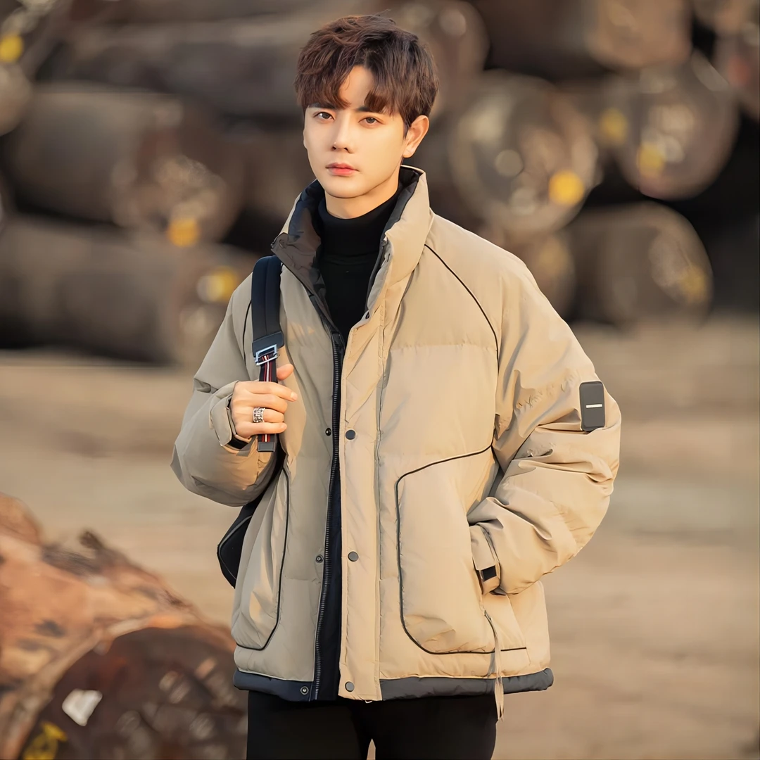 正品白鸭绒羽绒服男士2025冬季新款加厚保暖短款冬装潮牌外套男