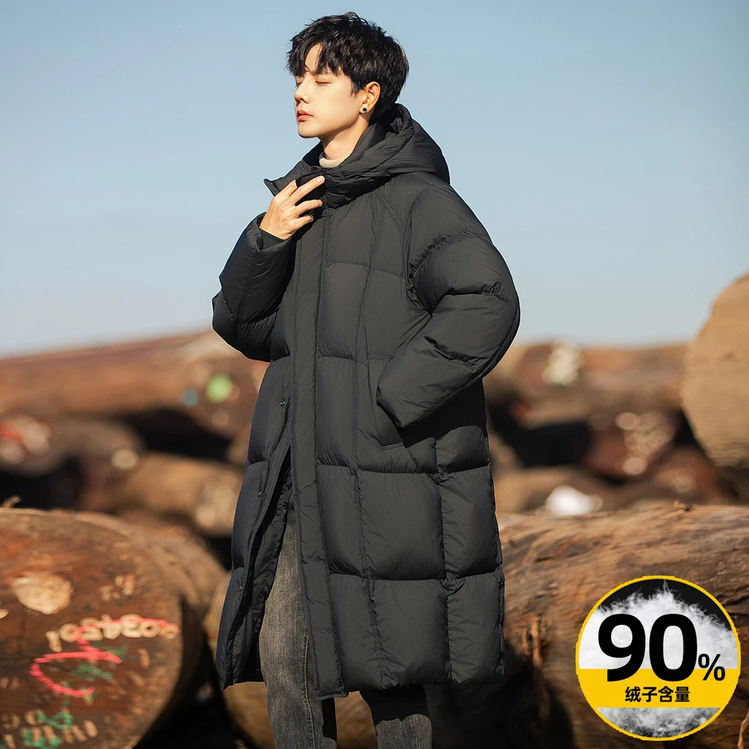男款羽绒服中长款连帽加厚保暖外套男90鸭绒正品户外防风痞帅冬装