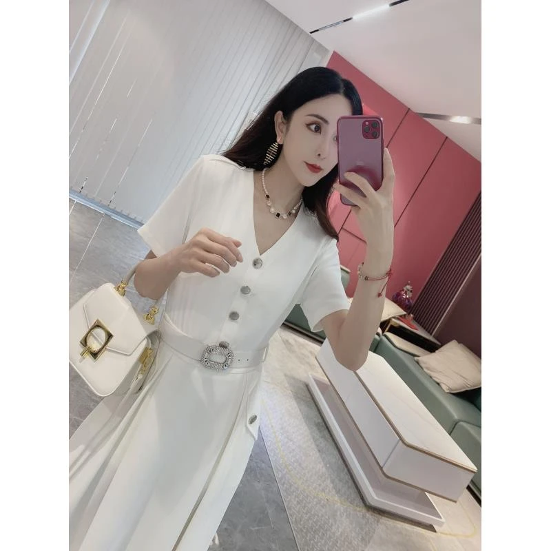 【气质若兰】工装肩章V领排扣连衣裙（YD321）6546