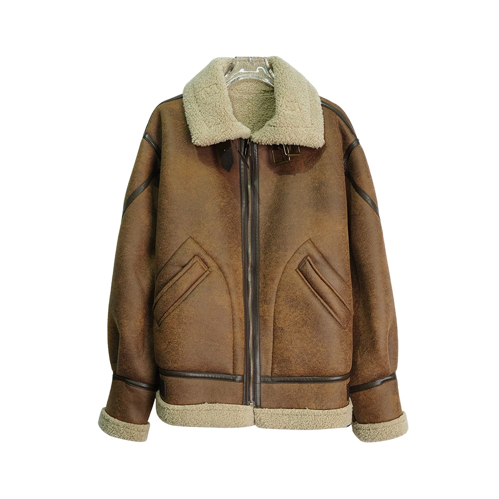 X24743【上新】韩版美拉德复古宽松可立领高级感显瘦宽松外套3D