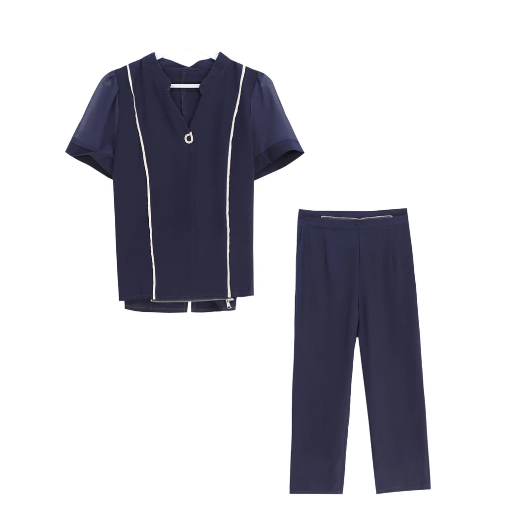 时尚夏季弹力短袖t恤舒适两件套S1335