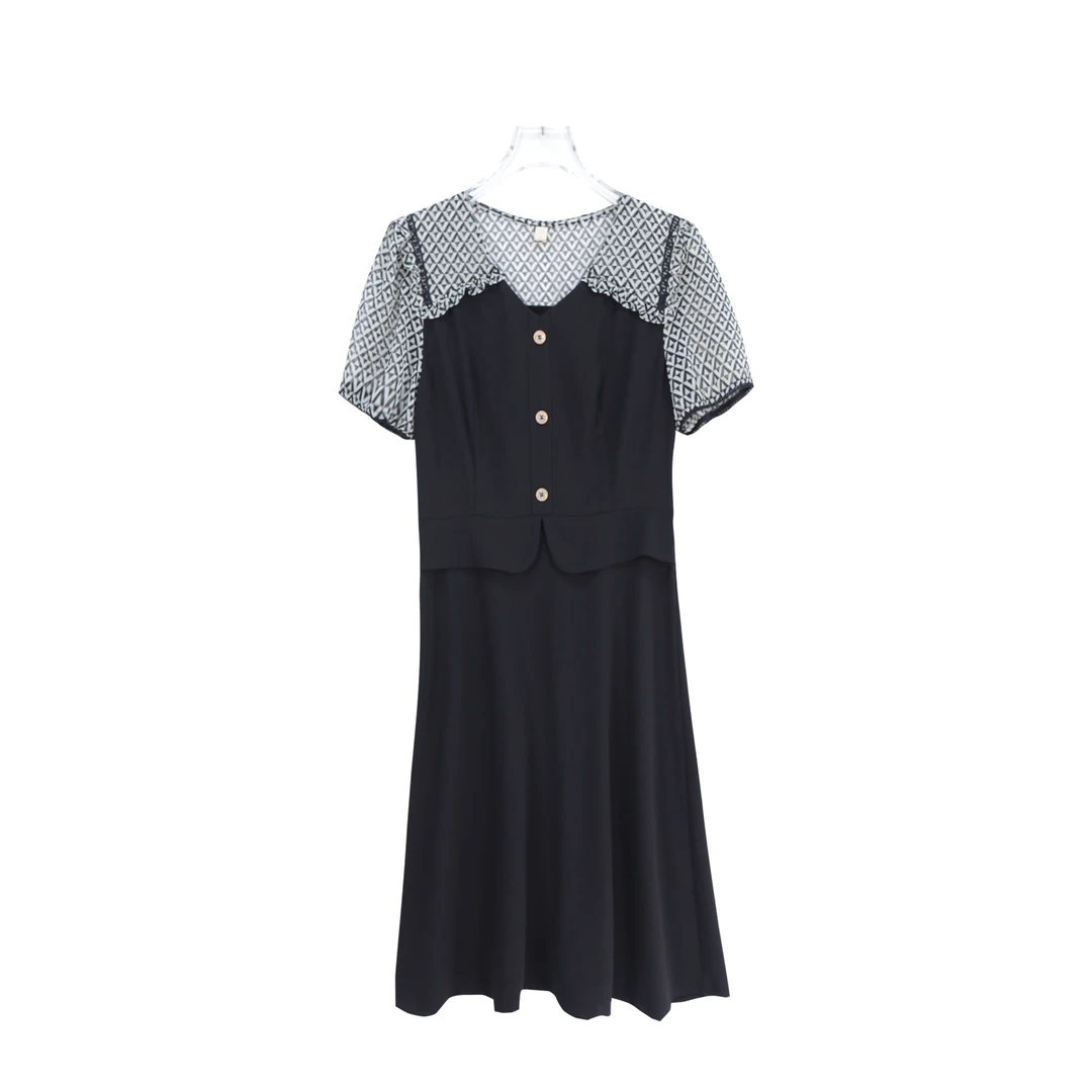 夏日显瘦垂坠感时尚拼接连衣裙S736