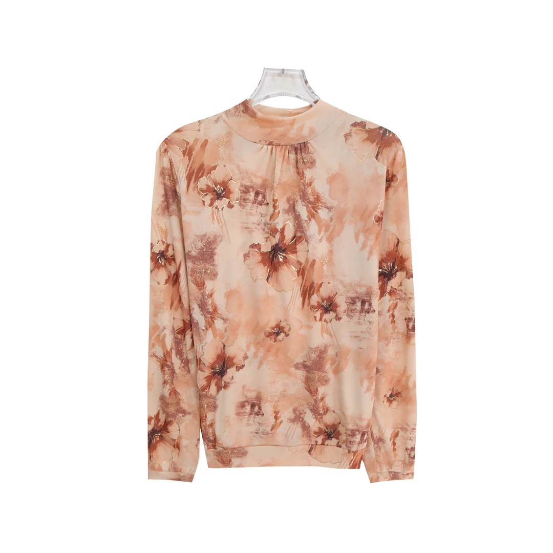 轻奢半高领轻薄高级感名媛精致修身长袖T恤S4501