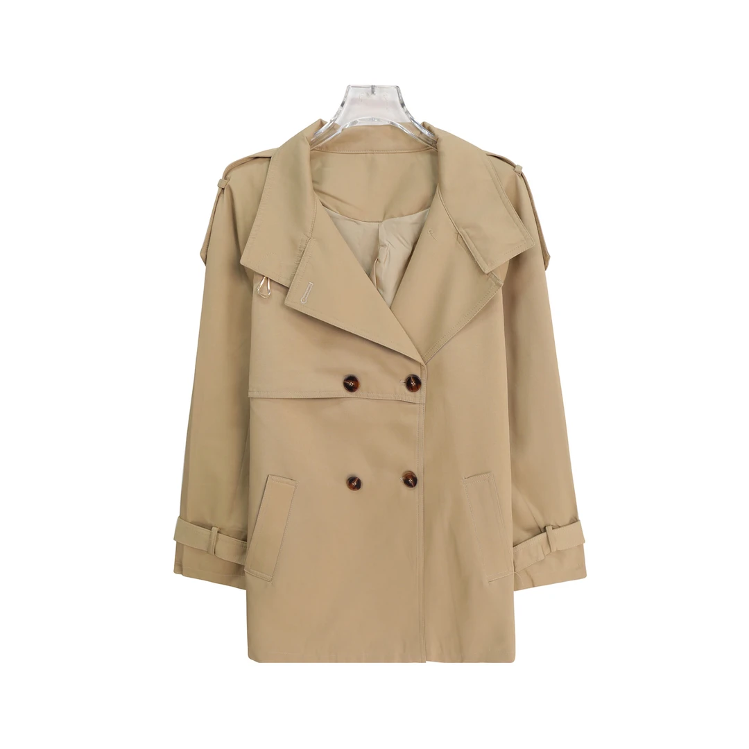 新款修身减龄百搭短款风衣外套S4994（赠腰带）