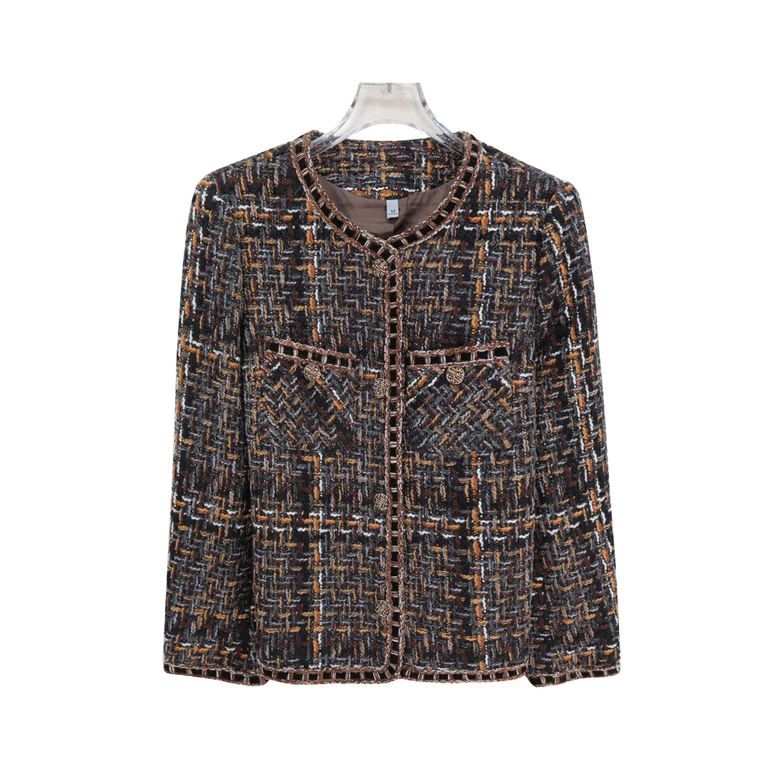 法式中古小香重工编织粗花呢外套S5197