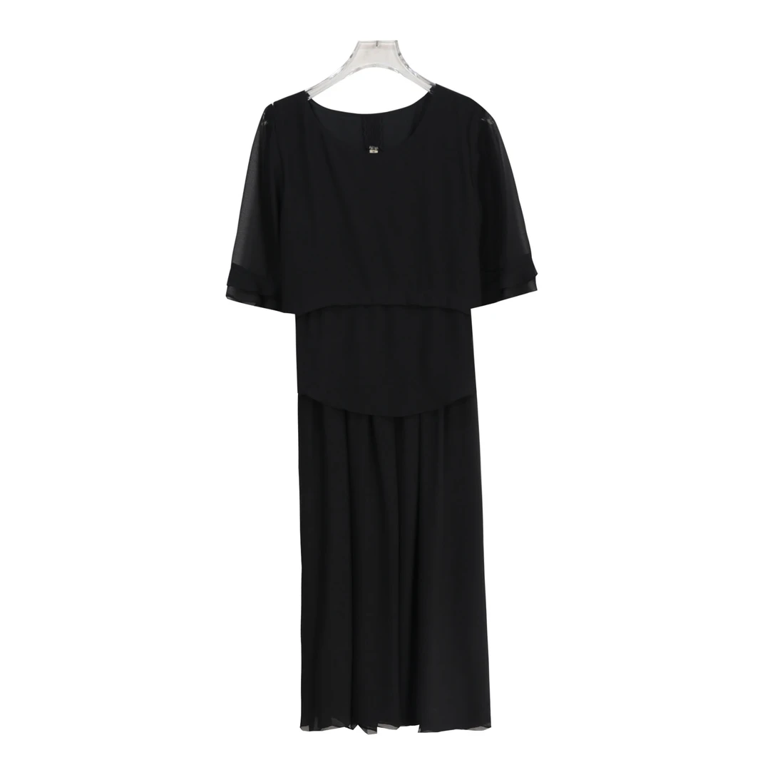 时尚气质高贵收腰假两件显瘦韩版减龄连衣裙S1184（赠链条）