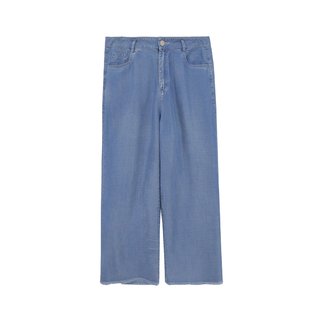 小个子直筒高腰九分宽松垂感显瘦阔腿牛仔裤Z283