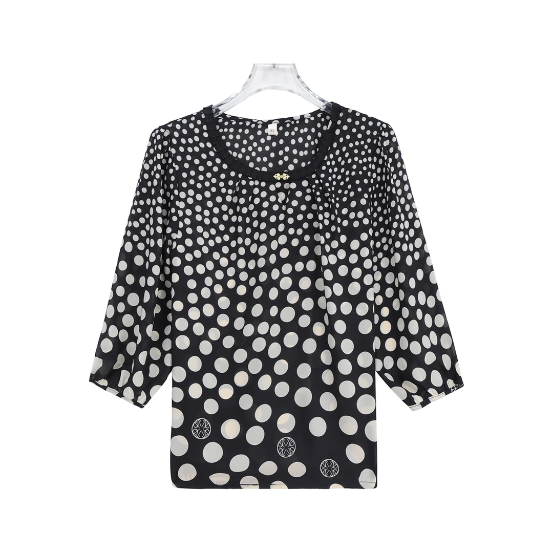 时尚韩版休闲百搭撞色波点短袖小衫上衣S1298