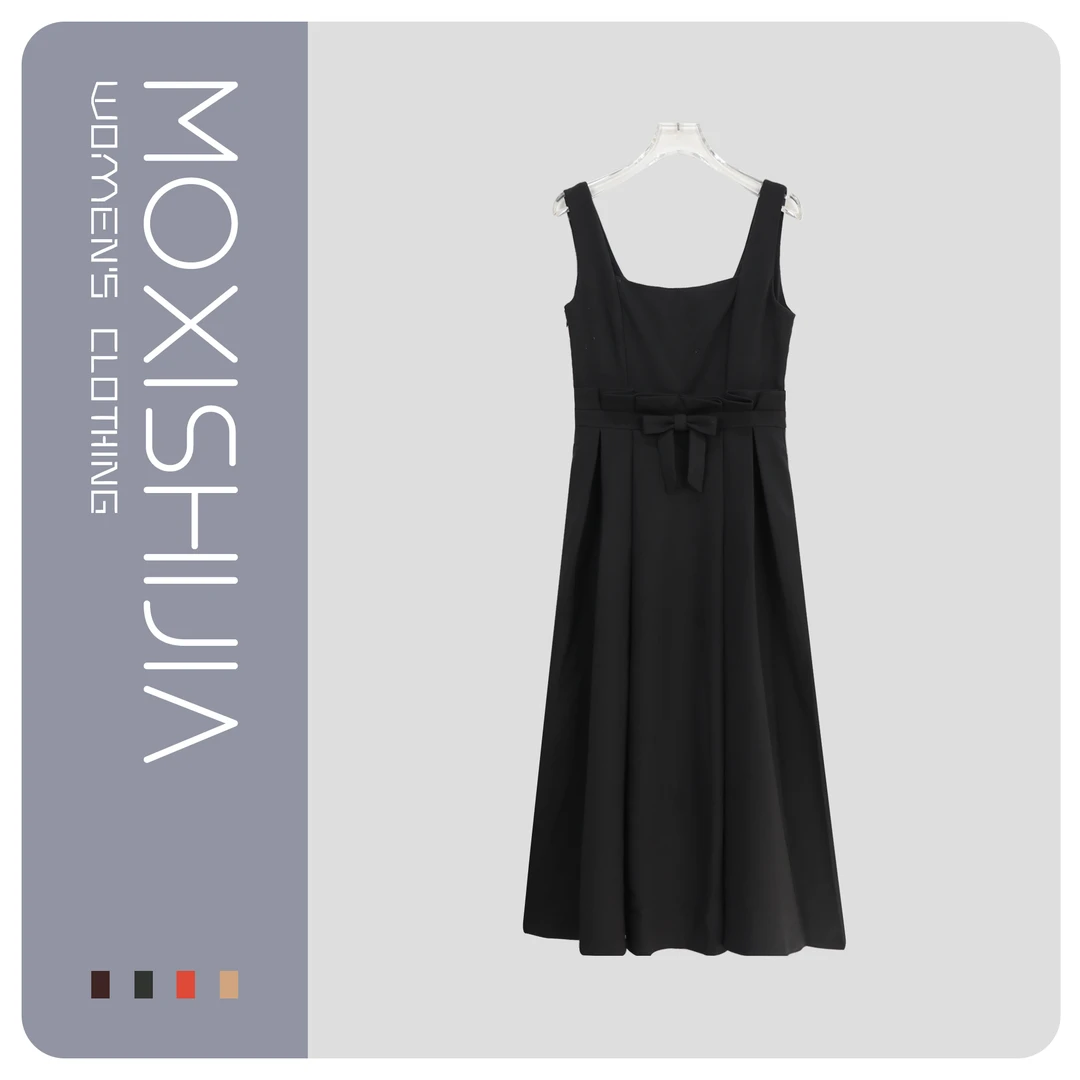 法式高级轻奢气质新款赫本风黑色连衣裙S640