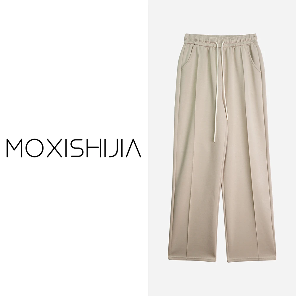 【春装焕新】X2689-1 莫西世家 休闲直筒显瘦百搭松紧高腰阔腿裤4C