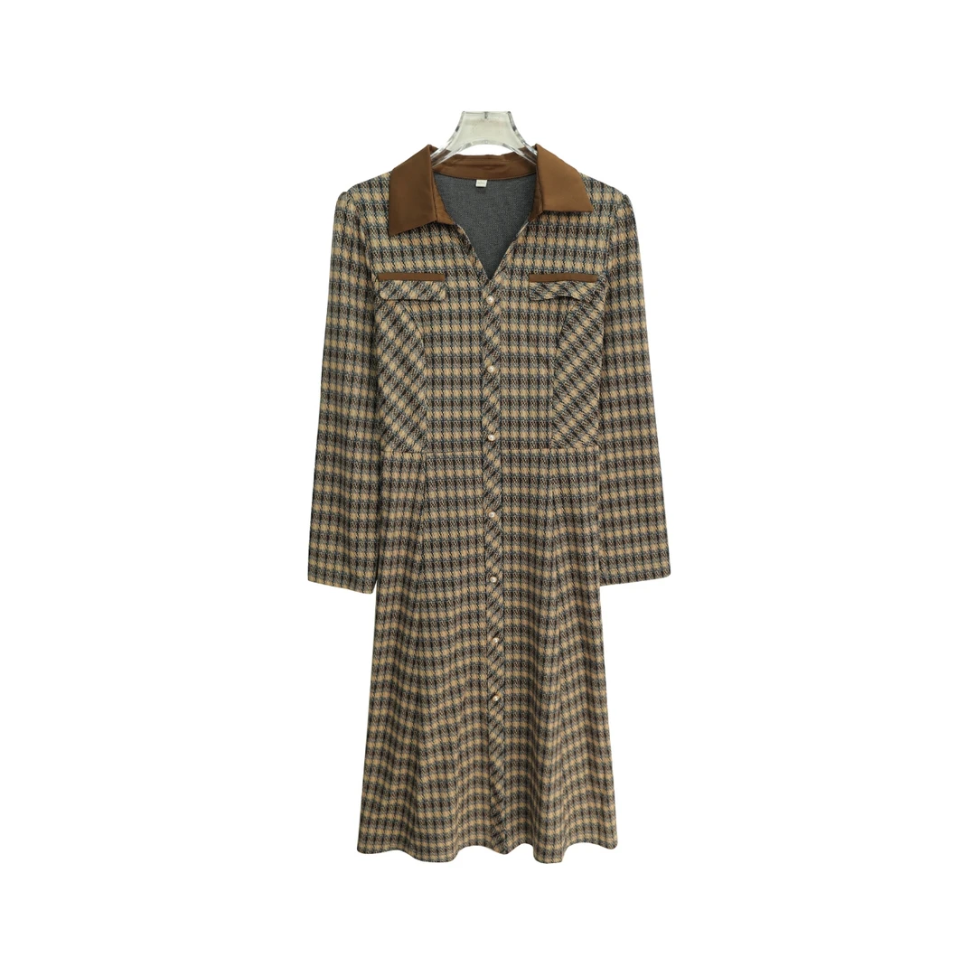 复古港风新款设计感收腰显瘦连衣裙S2928