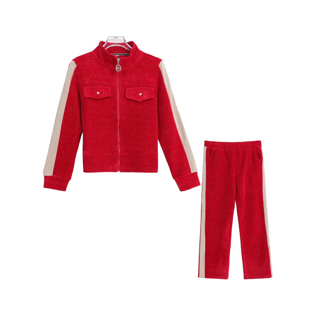 时尚休闲立领开衫外套阔腿裤两件套S3448