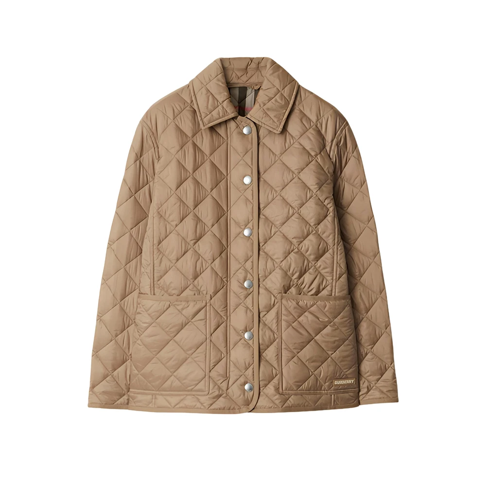 BURBERRY/博柏利菱格桦木棕格纹内里单排扣棉服 8084195