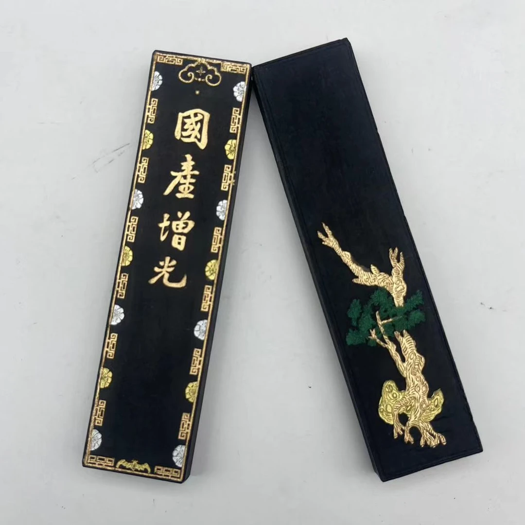 T:90年代胡开文油烟墨条油烟墨块手工松烟墨锭毛笔研墨汁书法