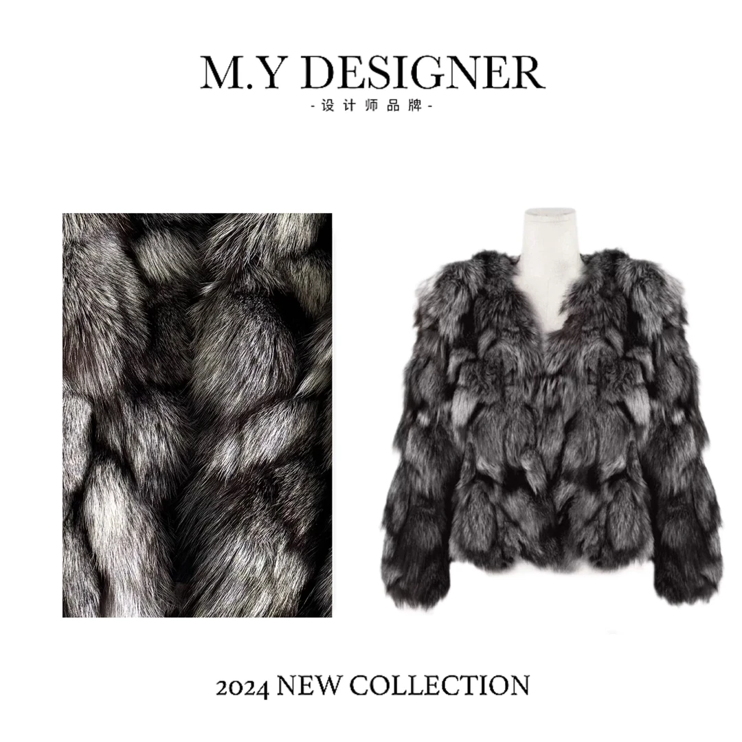 M.Y媛总 新款银狐毛外套短款名媛气质百搭保暖