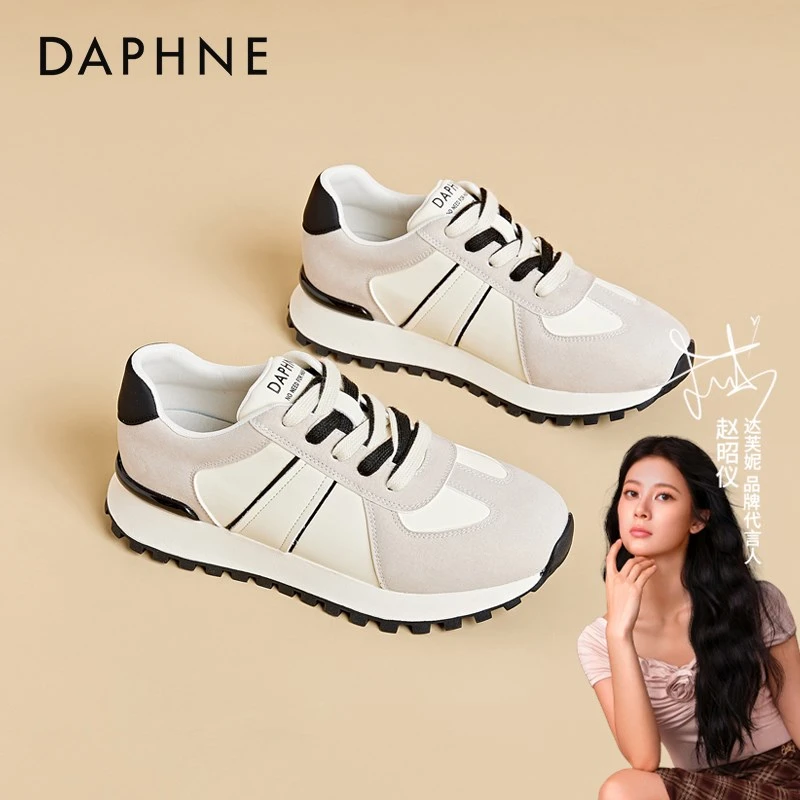 达芙妮厚底松糕休闲鞋女2024年秋季新款复古百搭软底增高运动鞋子