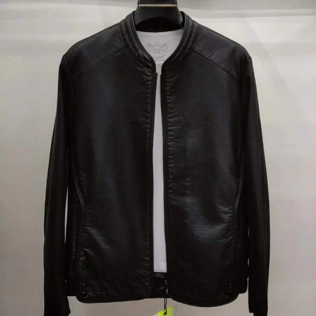 新款高品质男士休闲立领皮衣外套R8012