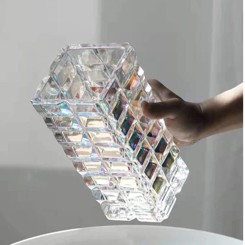 41 七彩四方伯爵水晶玻璃花瓶