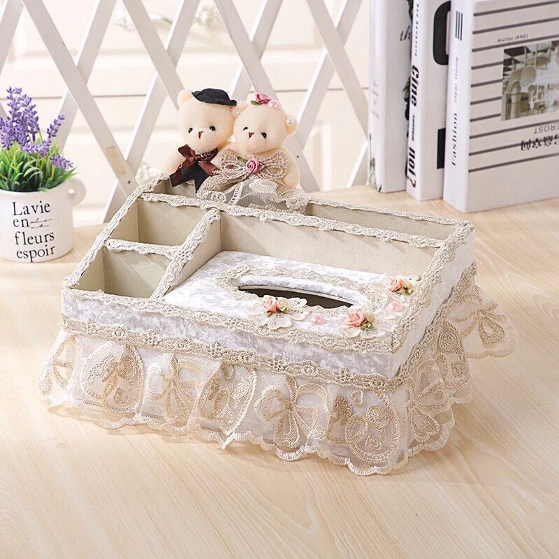 布艺多功能小熊纸巾盒抽纸盒客厅茶几桌面欧式遥控器收纳盒家用